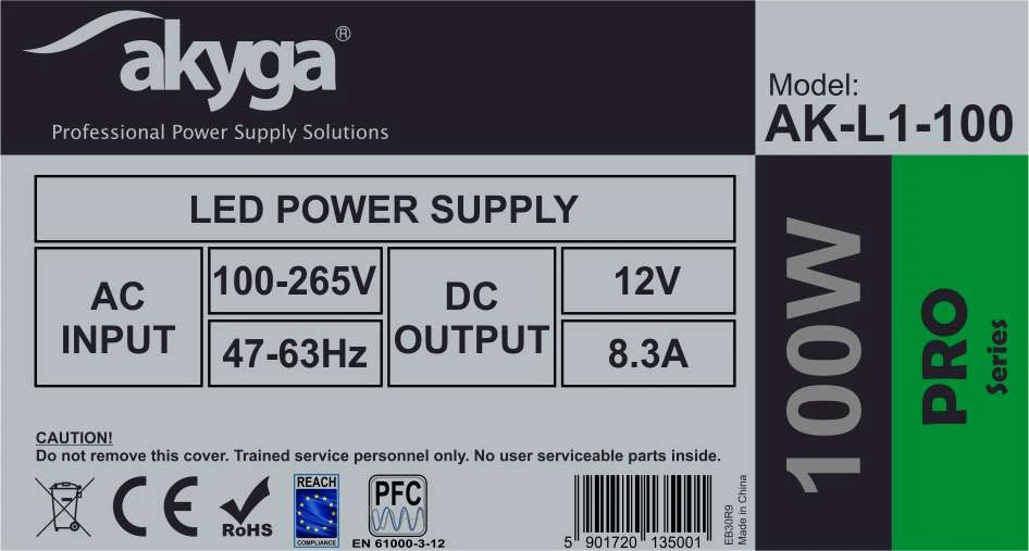 Maitinimo šaltinis Akyga 11-15V 8.3A 100W