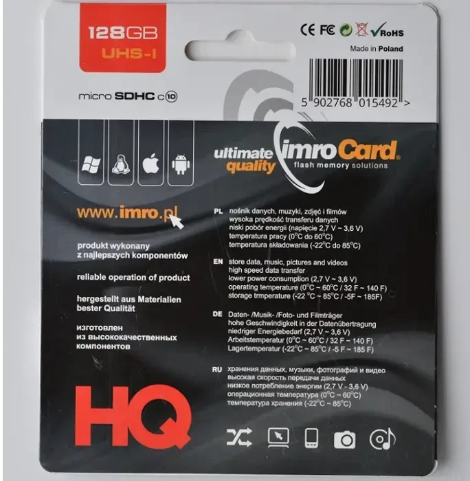 Atminties kortelė Micro SDXC 128GB Imro+ adp 10C UHS-3