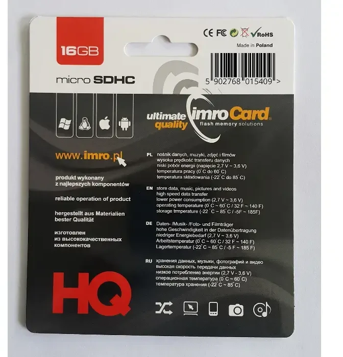 Imro atminties kortelė 16GB Micro SDHC kl. 6