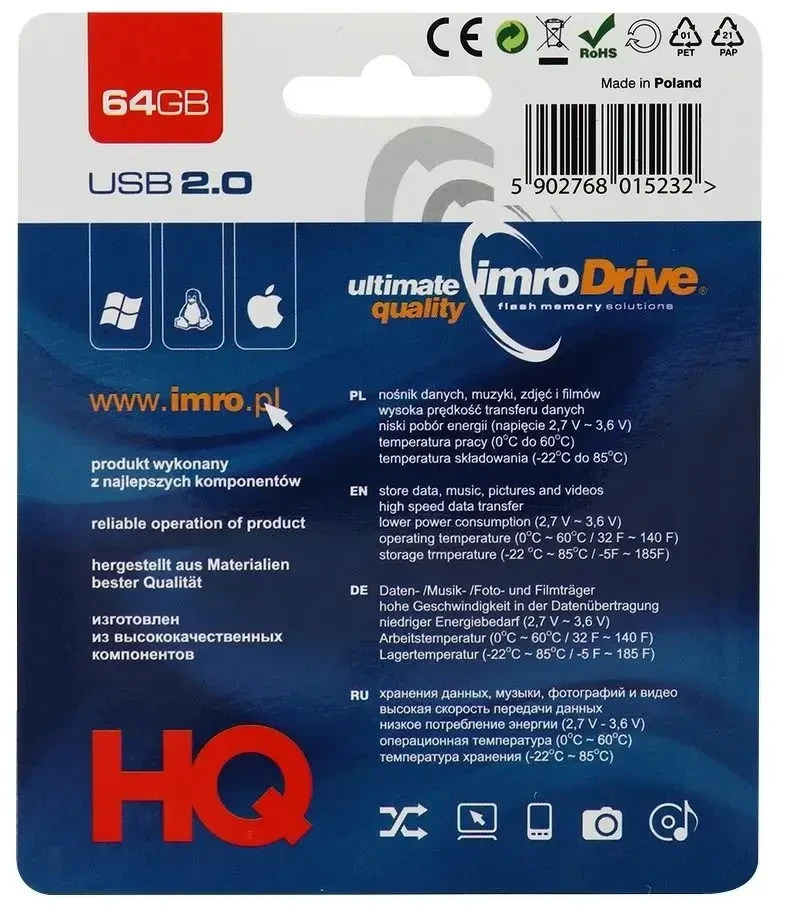 IMRO USB atmintinė JUODA 64GB USB2.0