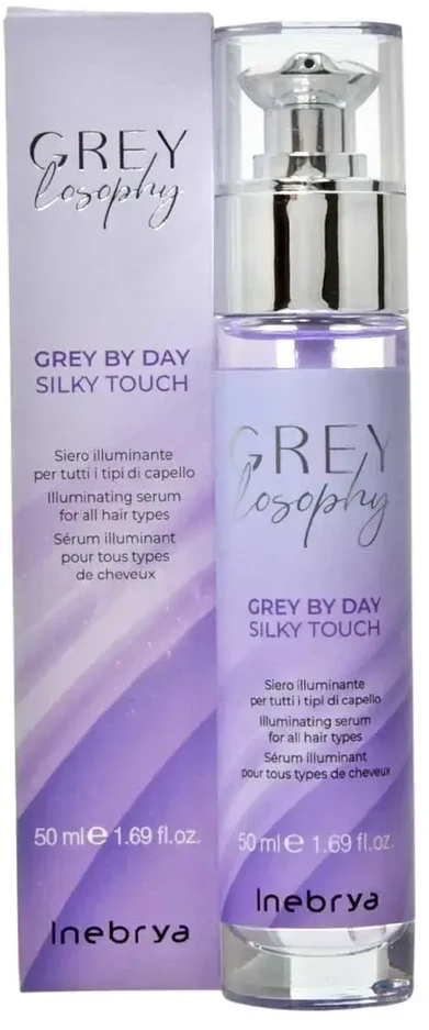 Inebrya GreyLosophy Pilkas By Day Silky Touch Serum šviesinantis serumas visų tipų plaukams, 50 ml