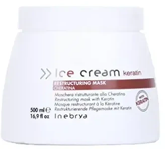Inebrya Ice Kreminis Keratin Mask atkuriamoji plaukų kaukė su keratinu, 500 ml