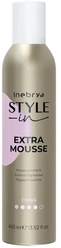 Inebrya Style-In Extra Mousse itin stiprios fiksacijos plaukų putos, 400 ml