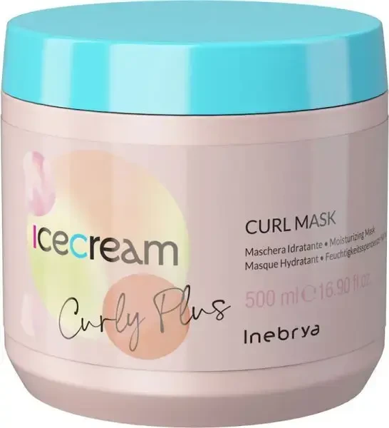 Inebrya Ice Kreminis Skirtas garbanotiems plaukams Plus - produktų asortimentas gražiems ir sveikiems garbanotiems plaukams, 500 ml