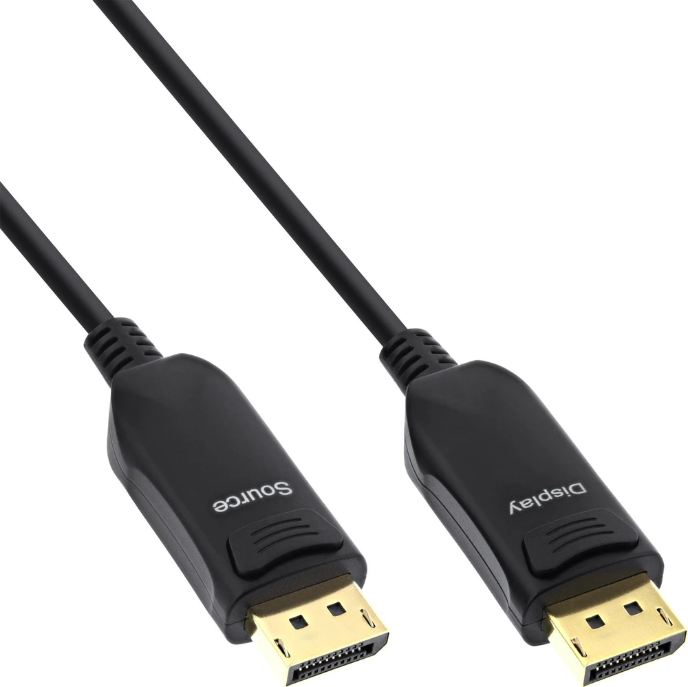 DisplayPort 2.1 AOC kabelio jungtys su Source ir Display žymėjimu