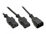 Maitinimo kabelis InLine Maitinimo kabelis dobilo lapo tipas F 1x IEC-C14 iki 2x IEC-C13 1m