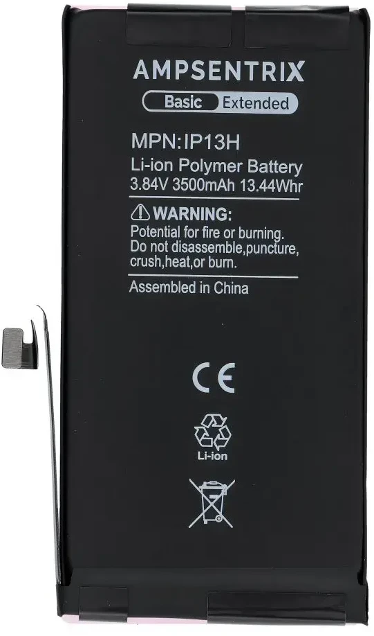 Inne AmpSentrix Basic“ baterija, skirta „iPhone 13“ (padidinta talpa 3500 mAh)