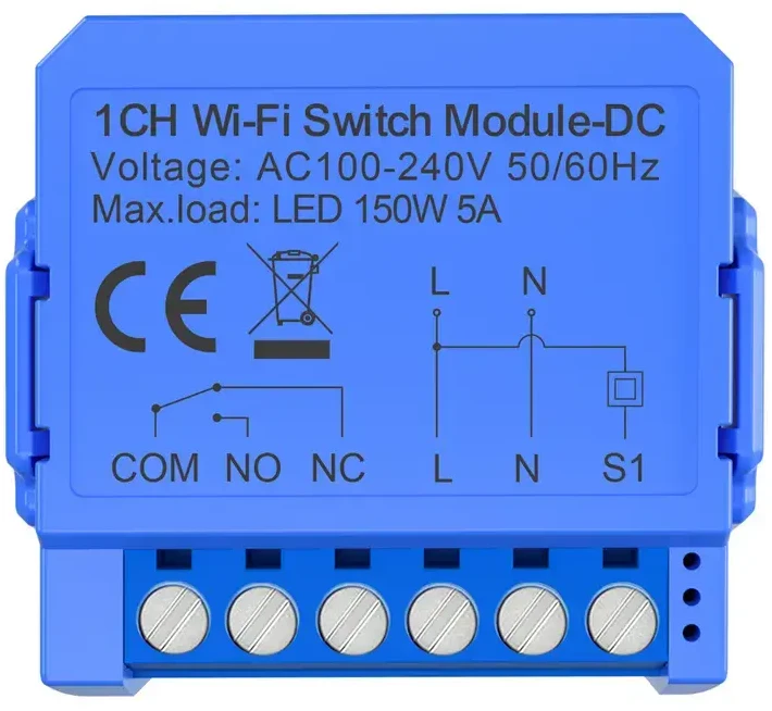 „Avatto WSM16-DC-1“ WiFi jungiklis, 1 kanalo, sauso kontakto, nuolatinės srovės