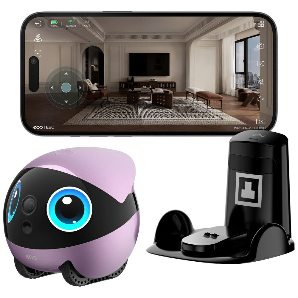 Namų robotas kompanijonas Enabot EBO Air 2 Plus FamilyBot su stebėjimo ir skambučių funkcija, violetinis