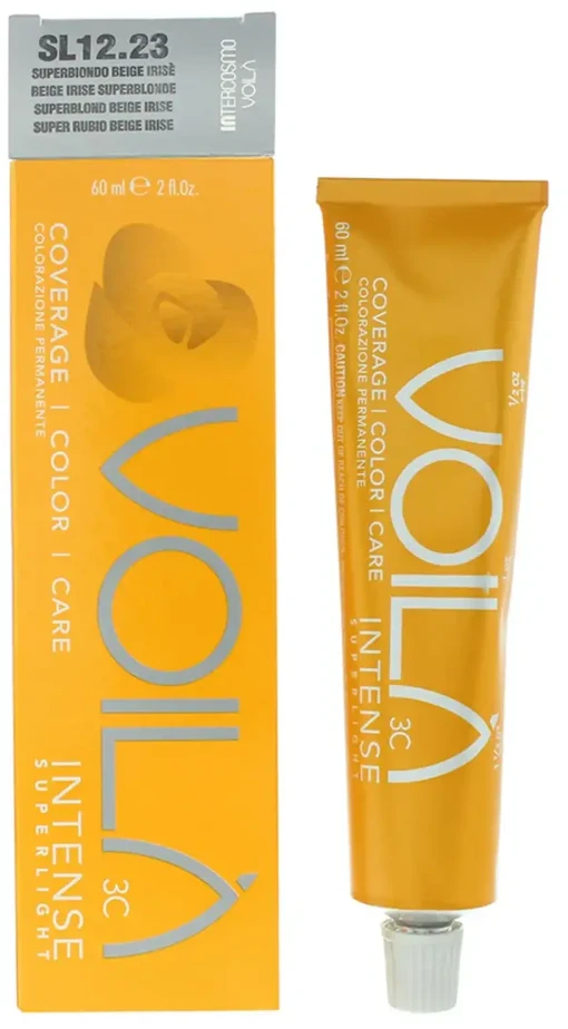 Intercosmo Voilà 3C Intense Hair Colouring Kreminis Mask SL12.23 rusvai gelsvas Irise Superblonde, 60 ml