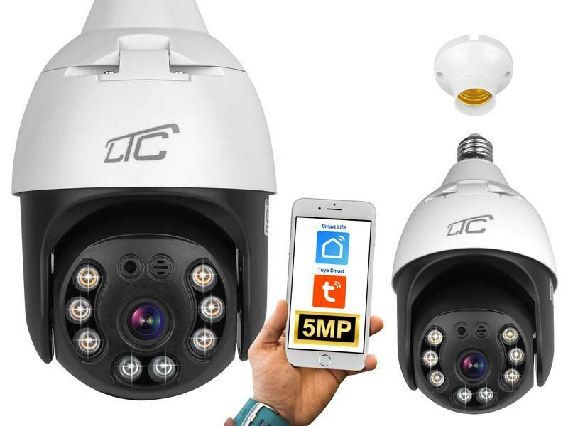 Internetinė rotacinė kamera IP lizdas E27 IP65 PTZ 5Mpix 230V SMART LTC VISION