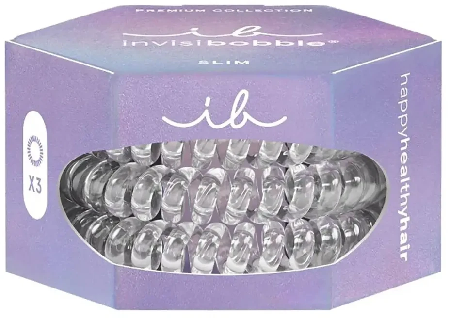 Invisibobble plaukų gumytės Slim Premium Crystal Clear 3 vnt.