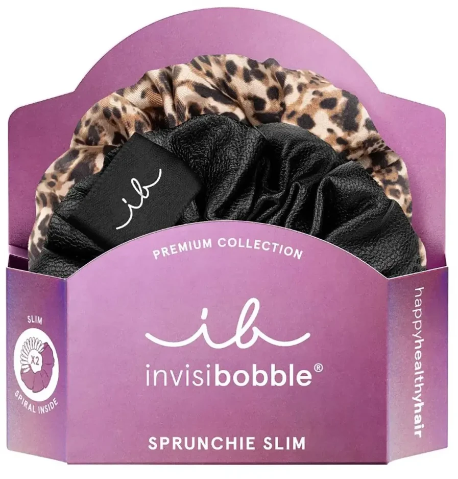 Invisibobble plaukų gumytės Sprunchie Slim Premium Leo is the New Juodas 2 vnt.