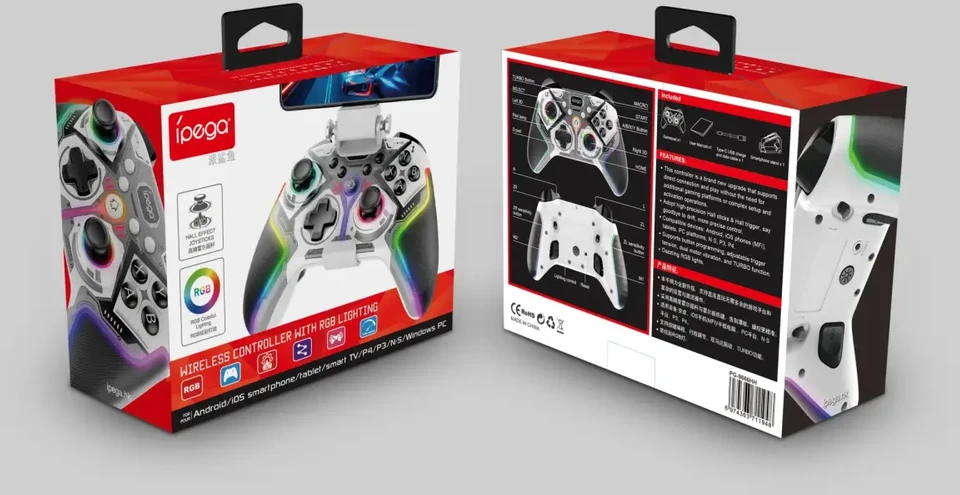 „iPega 9666HH“ „Bluetooth“ RGB žaidimų pultas, skirtas „Android“ / „iOS“ / „PS3“ / „PS4“ / „PC“ / „N-Switch“, pilkas