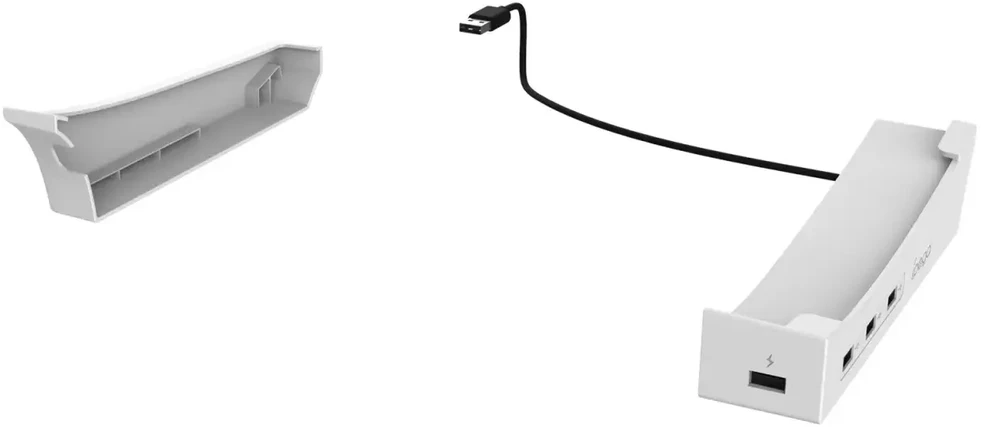 - iPega P5S008 horizontalus stovas su USB šakotuvu, skirtas PS5 Slim Baltas