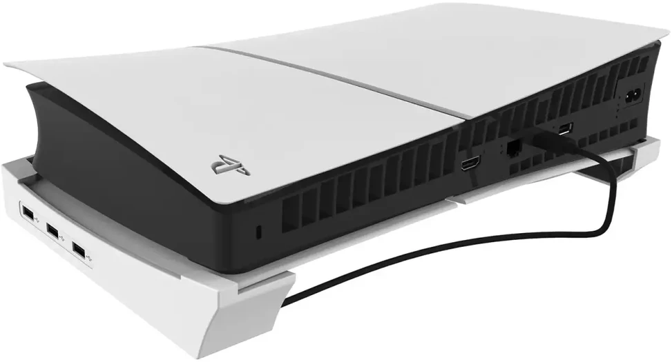 - iPega P5S008 horizontalus stovas su USB šakotuvu, skirtas PS5 Slim Baltas