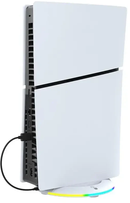 - „iPega P5S025S“ vertikalus stovas su RGB šviesa, skirtas „PS5 Slim Baltas“