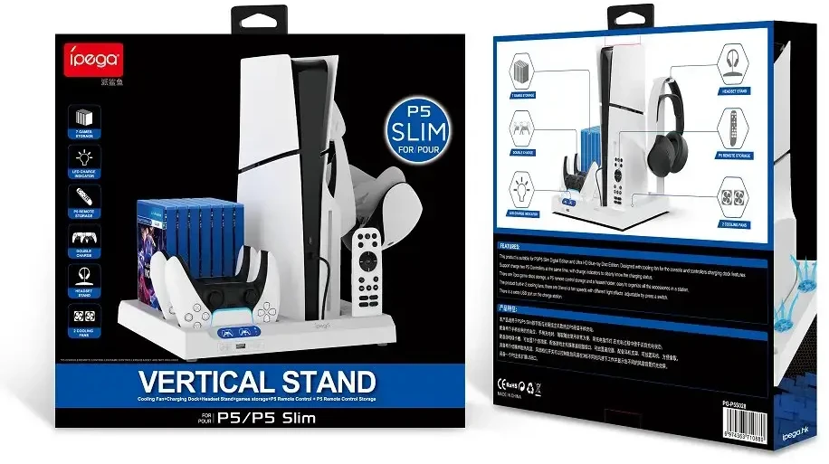 „iPega PG-P5S028“ universalus aušinimo įkrovimo stovas, skirtas PS5/PS5 Slim