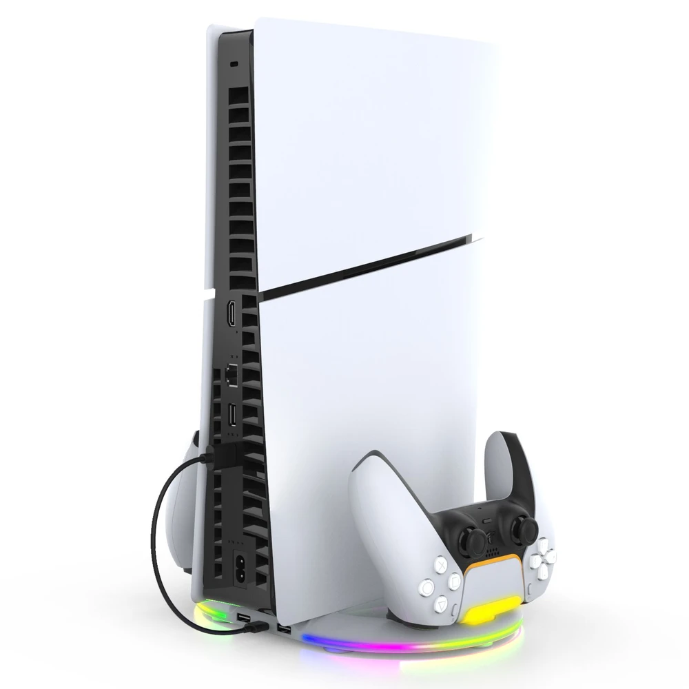Ausinės iPega P5S045 Vertical Charging Stovas su RGB skirta PS5 Slim/PS5 Pro Baltas (Damage Package)