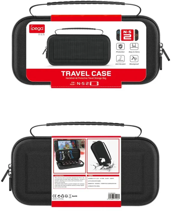 „iPega SW2003C“ kelioninis dėklas, skirtas „Nintendo Switch 2“, juodas
