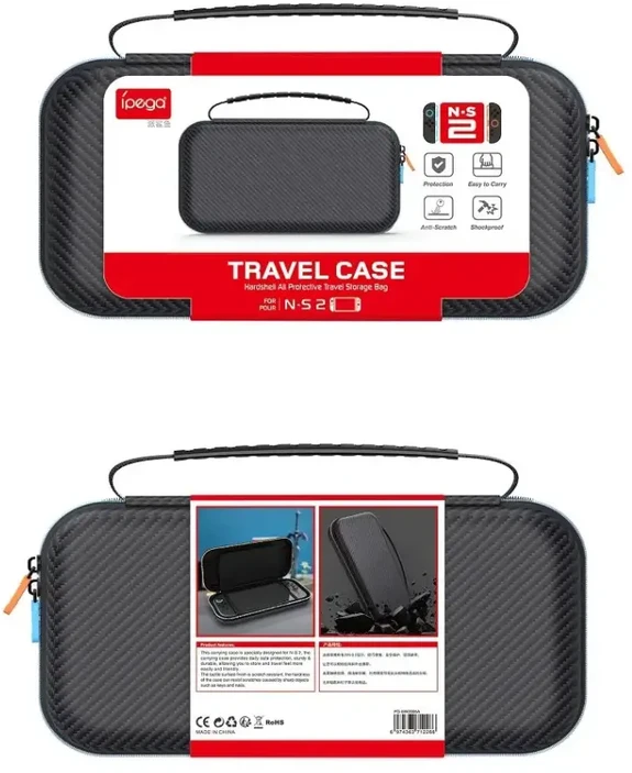 „iPega SW2005A“ apsauginis dėklas, skirtas „Nintendo Switch 2“, juodas
