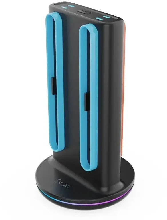 „iPega SW2051“ įkroviklio stotelė su RGB šviesa, skirta „JoyCon“ valdikliams, „Nintendo Switch 2“, juoda