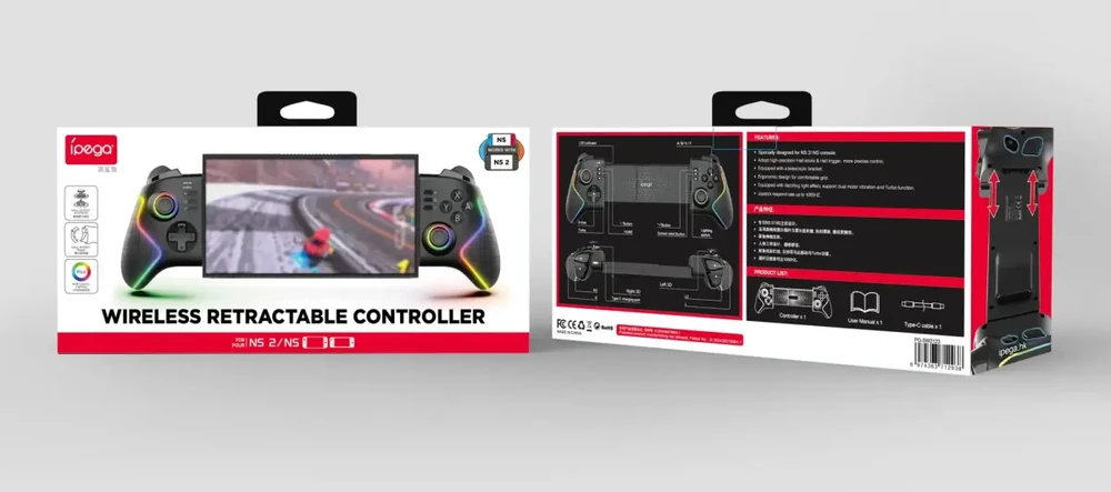 „iPega SW2123“ belaidis RGB žaidimų pultas, skirtas „Nintendo Switch“ / „Nintendo Switch 2“, juodas