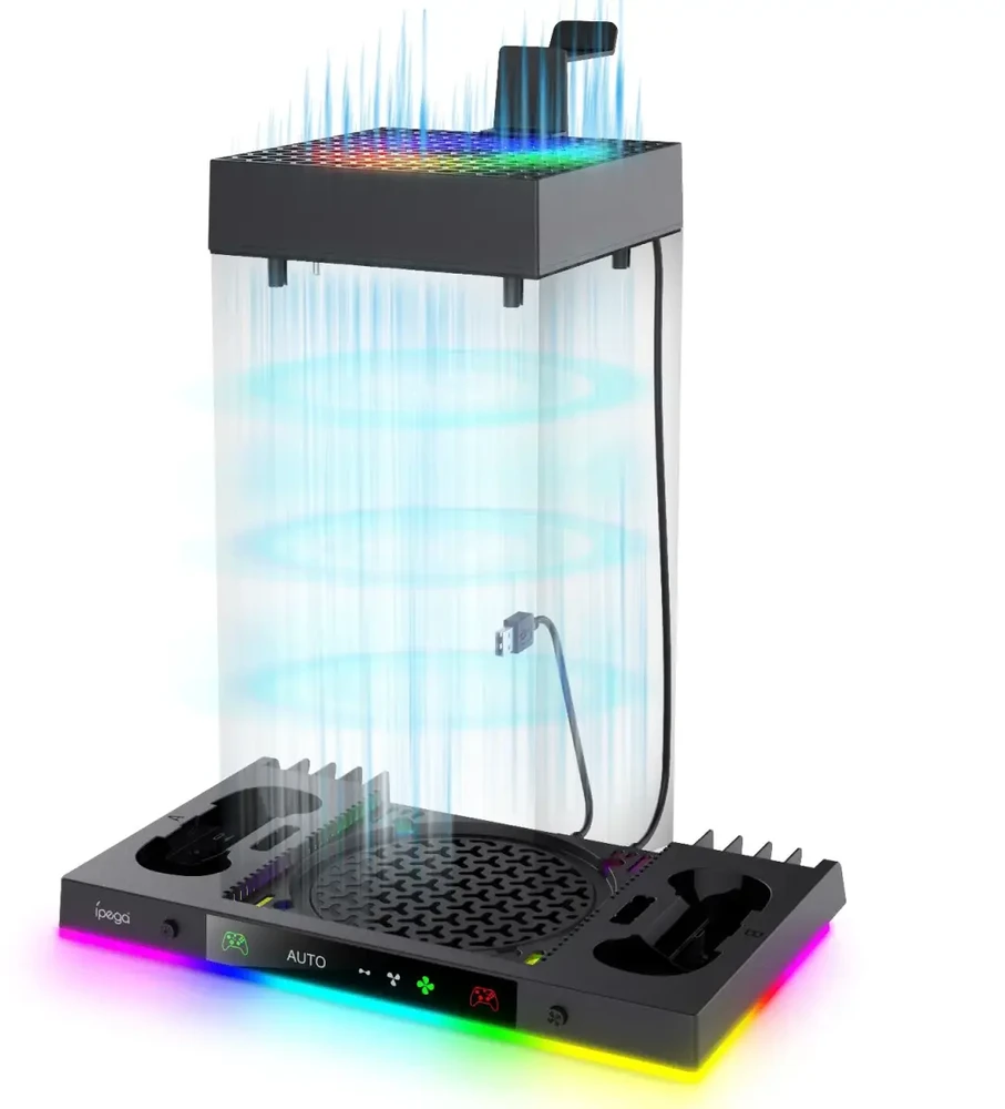iPega XBX024S daugiafunkcis įkrovimo RGB stovas su aušinimu, skirtas XBOX (pažeista pakuotė)