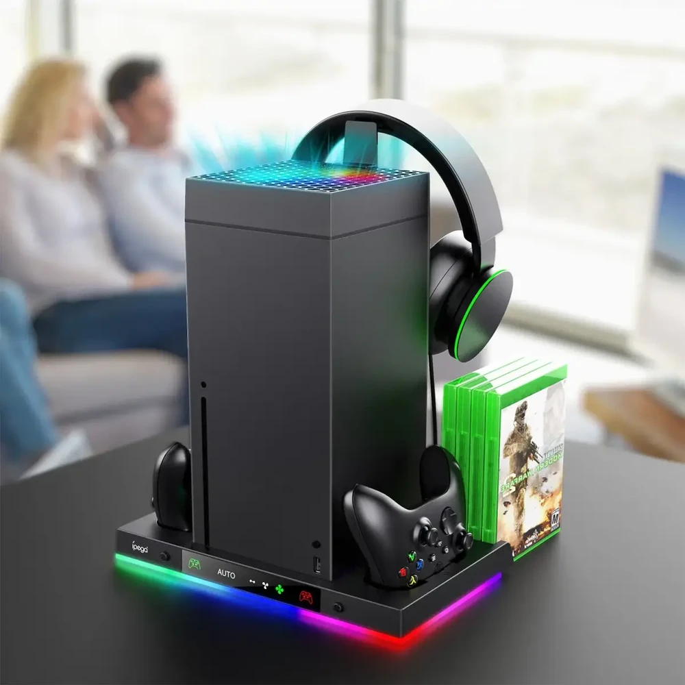iPega XBX024S daugiafunkcis įkrovimo RGB stovas su aušinimu, skirtas XBOX (pažeista pakuotė)