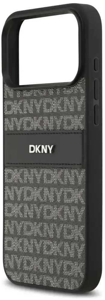 Dėklas DKNY Repeat Texture Pattern with Tonal Stripe skirtas Apple iPhone 17 Pro Max juodas