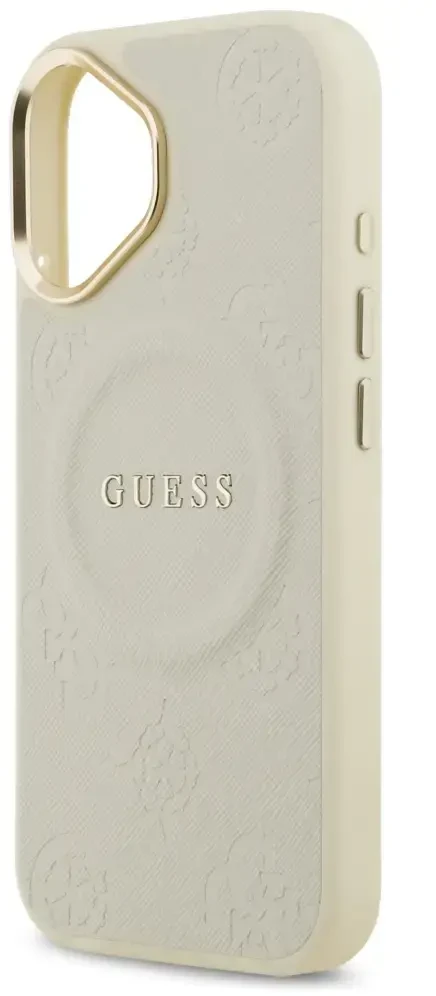 Dėklas Guess Peony Hot Stamp MagSafe skirtas Apple iPhone 17 beige