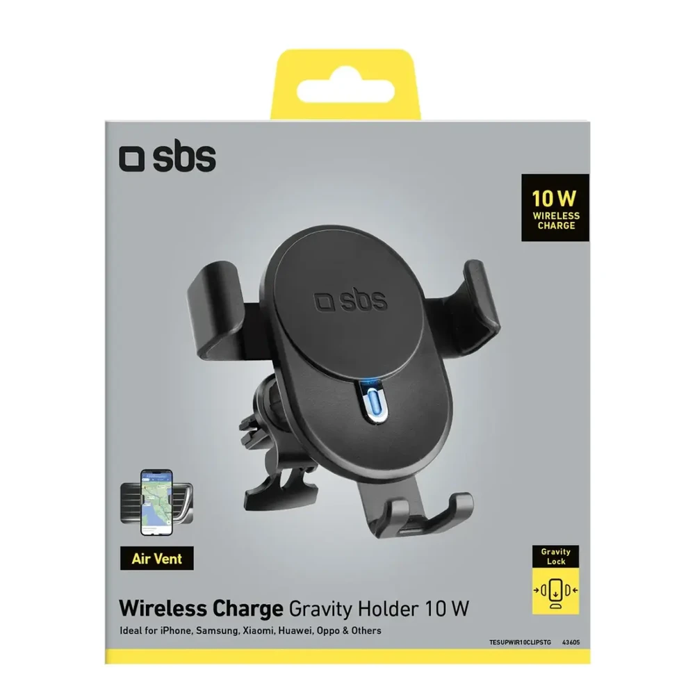 Telefono lakiklis su belaidžiu įkrovimu SBS TESUPWIR10CLIPSTG 10W – juodas