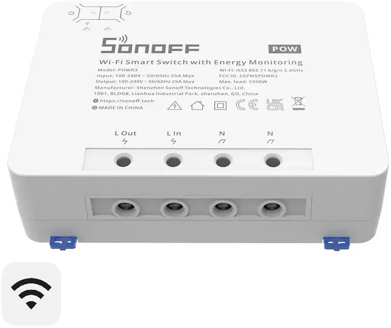 Sonoff Pow R3 1-kanalo išmani relė valdoma WiFi su energijos sunaudojimo matavimo funkcija - 230VAC 5500W