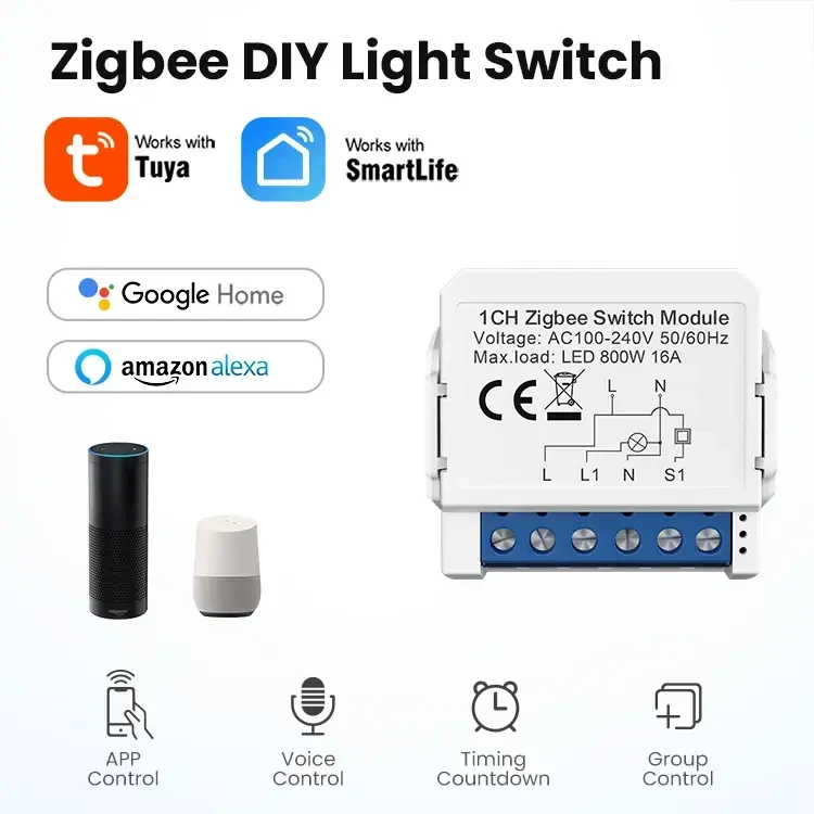 Išmaniojo jungiklio modulis ZigBee Avatto ZWSM16-W1 TUYA