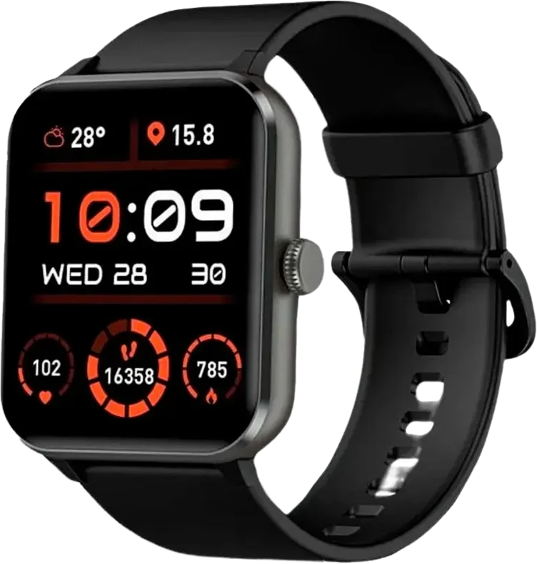 Išmanusis laikrodis Blackview R50, 1,85 colio TFT HD, 350 mAh baterija, 24 valandų SpO2 aptikimas + širdies ritmo stebėjimas, skambučiai ir SMS pranešimai, Juodas