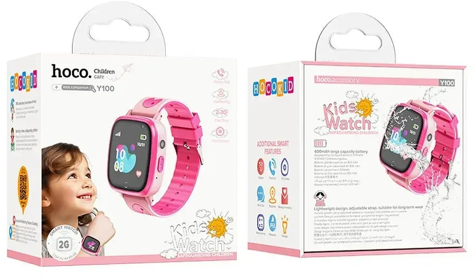 Išmanusis laikrodis Išmanieji laikrodžiai Hoco Kids Y100 (call vers) rožinės