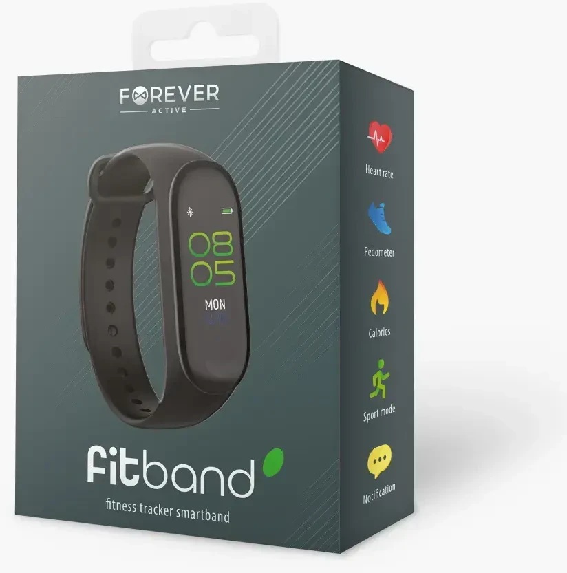 Išmanusis laikrodis Forever išmanioji apyrankė Fitband SB-50 juoda