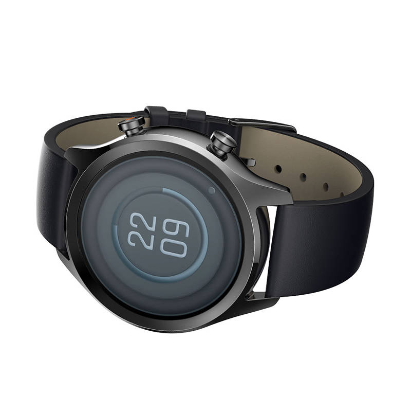 Išmanusis laikrodis Mobvoi TicWatch C2+, Juodos spalvos korpusas su juodos spalvos odiniu dirželiu