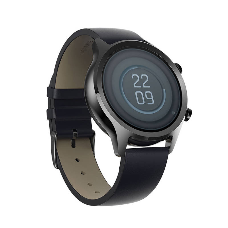 Išmanusis laikrodis Mobvoi TicWatch C2+, Juodos spalvos korpusas su juodos spalvos odiniu dirželiu