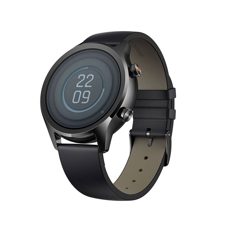 Išmanusis laikrodis Mobvoi TicWatch C2+, Juodos spalvos korpusas su juodos spalvos odiniu dirželiu