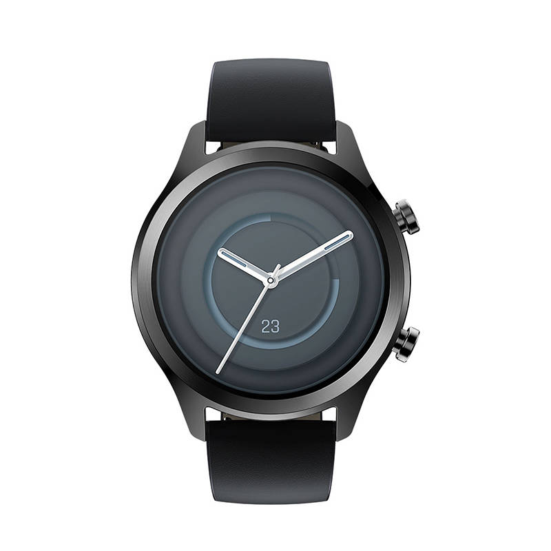 Išmanusis laikrodis Mobvoi TicWatch C2+, Juodos spalvos korpusas su juodos spalvos odiniu dirželiu