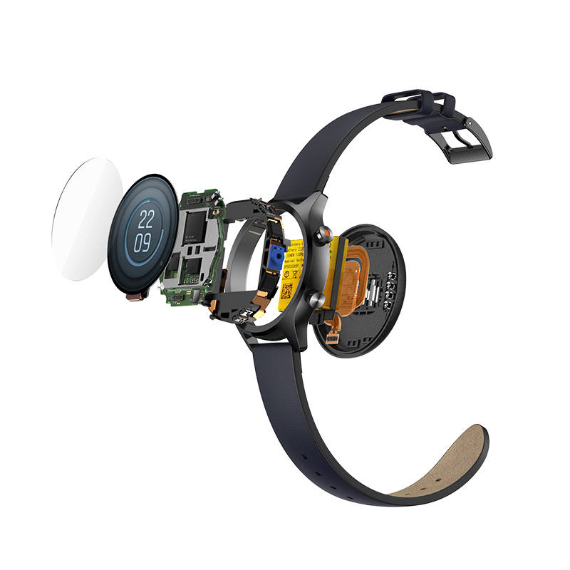 Išmanusis laikrodis Mobvoi TicWatch C2+, Juodos spalvos korpusas su juodos spalvos odiniu dirželiu