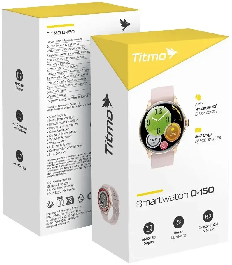 Išmanusis laikrodis TITMO O-150 (AMOLED, bluetooth call) pink