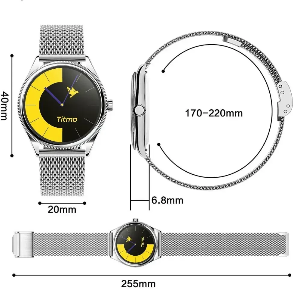 Išmanusis laikrodis TITMO O-170 (AMOLED, bluetooth call, stainless steal sidabrinis mesh strap) sidabrinis