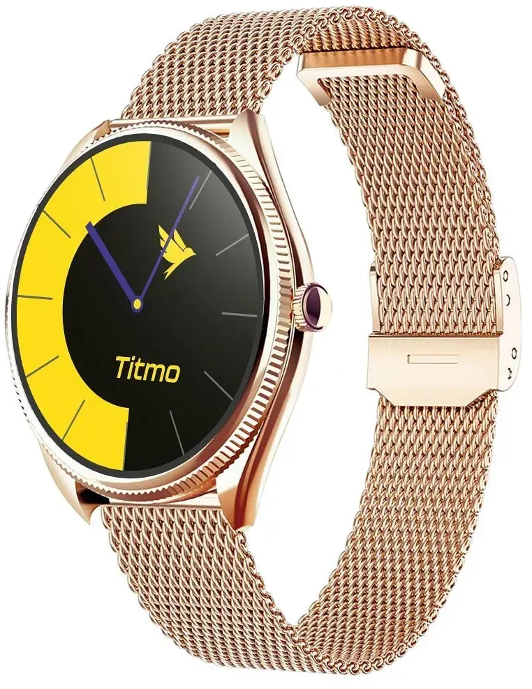 Išmanusis laikrodis TITMO O-170 (AMOLED, bluetooth call, stainless steal auksinis mesh strap) auksinis