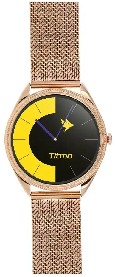 Išmanusis laikrodis TITMO O-170 (AMOLED, bluetooth call, stainless steal auksinis mesh strap) auksinis