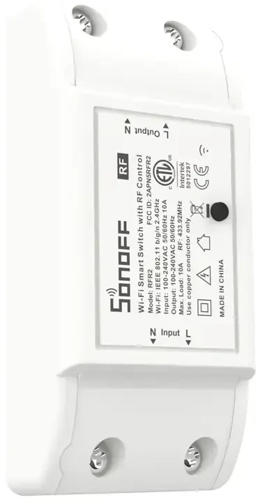 Sonoff RF R2 1 - kanalo išmani relė valdoma WiFi + 433MHz RF - 230VAC 2200W