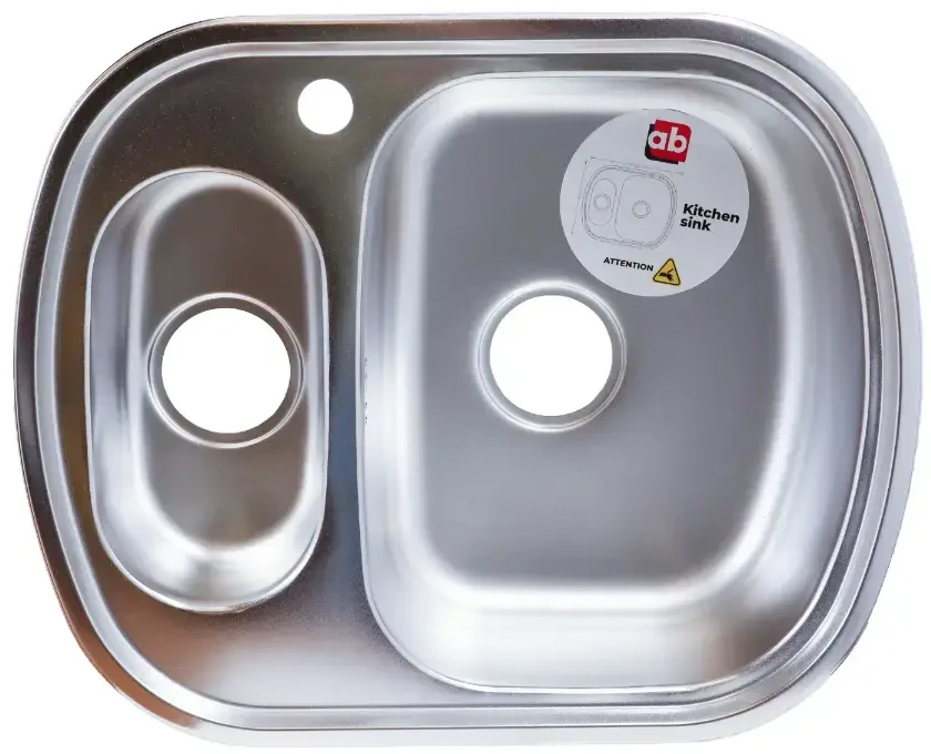 Virtuvės kriauklė AB 600x490 1.5 dubenėlio satino apdaila
