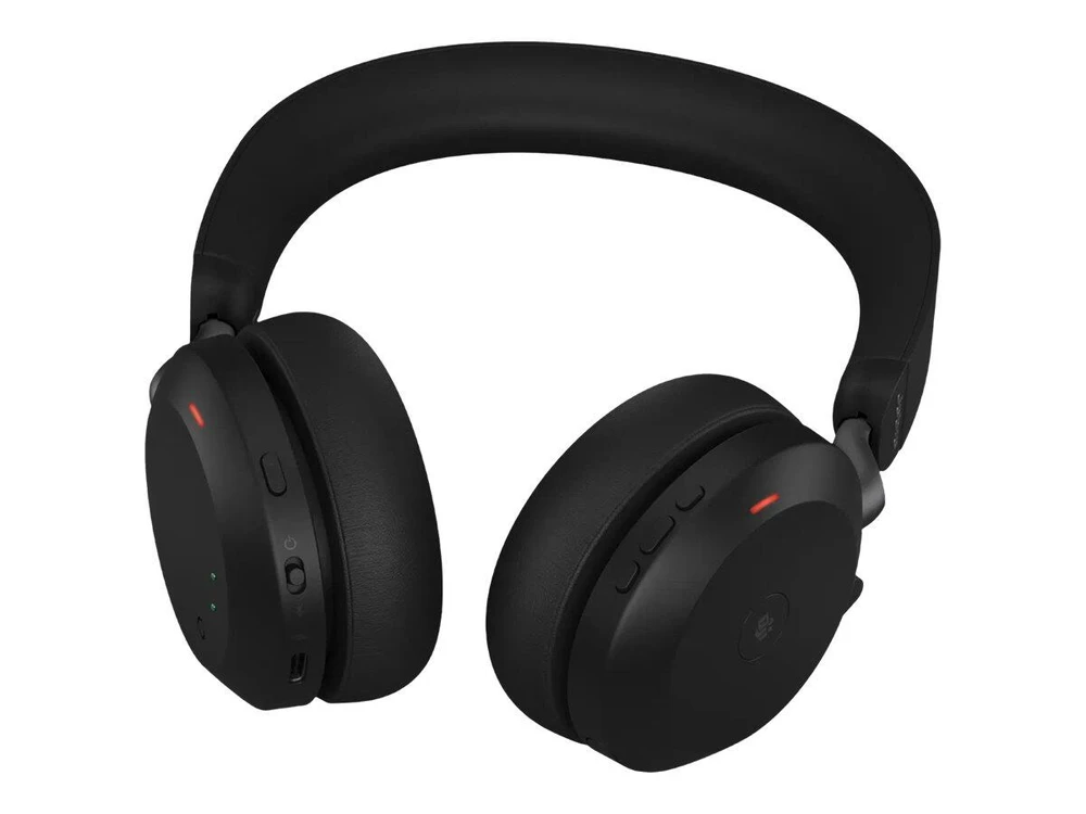 JABRA Evolve2 75 Ausinės on-ear Bluetooth belaidės aktyvus triukšmo slopinimas USB-A noise isolating juodas su charging stand MS Te