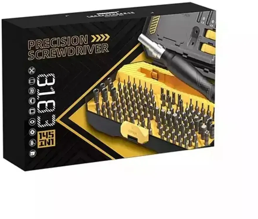 JAKEMY JM-8183 precizinio atsuktuvo rinkinys su atidarymo įrankiais ir replėmis (145 viename)